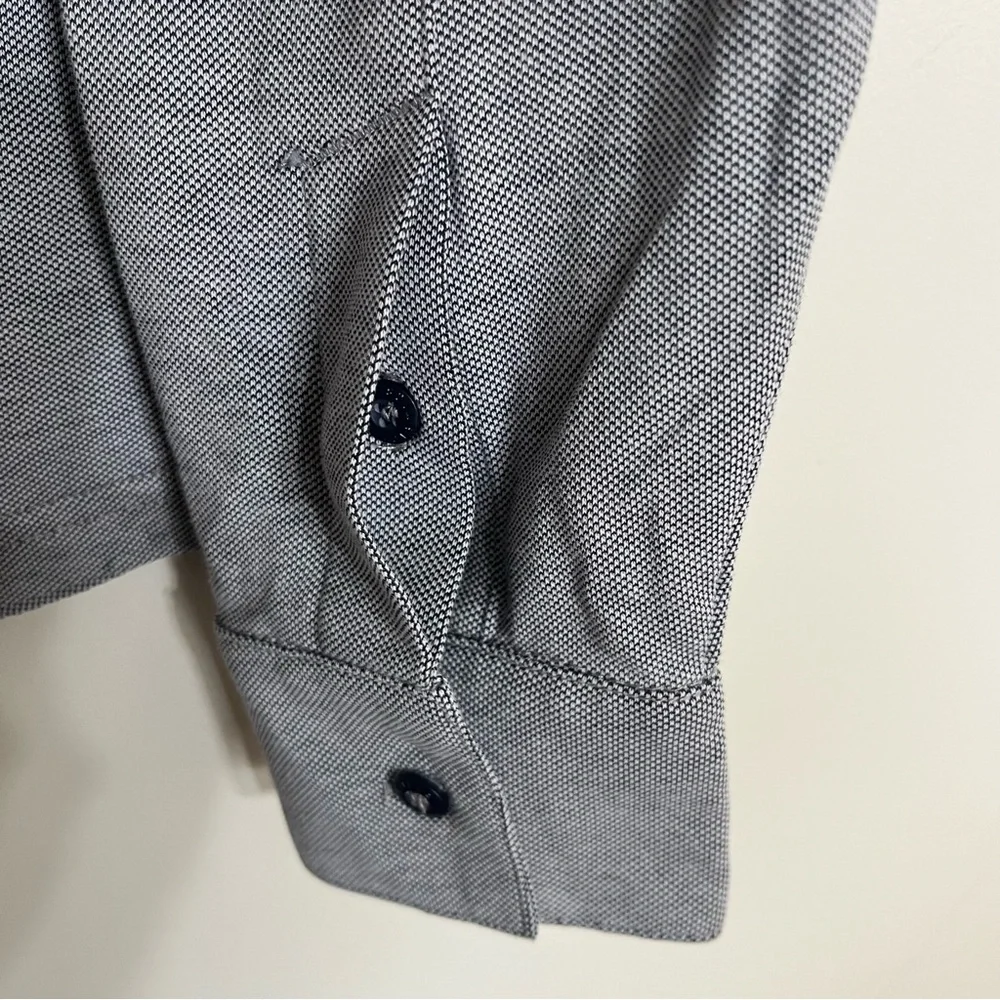 Fabletics Mens The Dash Long Sleeve Button Up Shirt Size Large Knit Navy Heather
